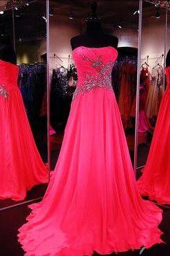 Chiffon Prom Dresses,strapless Prom Dress,modest Prom Gown,sparkly Prom Gowns,beading Evening Dress,sparkle Evening Gowns