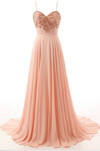 Custom Made Prom Dress Long Evening Dress Beading Women Retro Spaghetti Straps Chiffon Long Evening Dress For Prom