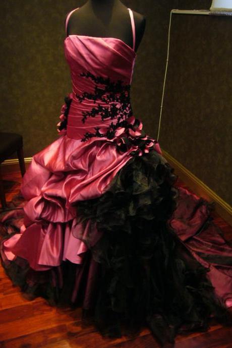 Cheap Elegant Real Image Gothic Dark Red Wedding Dresses Vestidos de Novia Mermaid Appliques Ruffle Lace Up Bridal Gowns