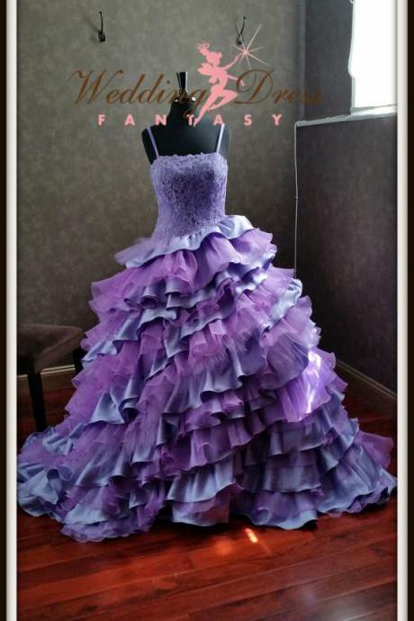 Cheap Elegant Real Image Gothic Purple Wedding Dresses Vestidos de Novia Mermaid Tiered Ruffle Appliques Beads Bridal Gowns