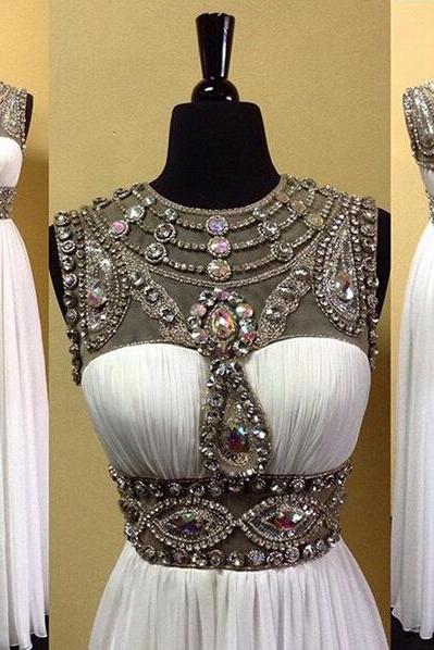 Long Prom Dress, White Prom Dress, Charming Prom Dress, Elegant Prom Dress, Popular Prom Dress, Gorgeous Prom Dress, Chiffon Prom Dress, Evening