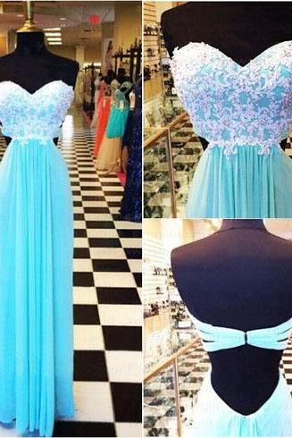 Long Prom Dress, Blue Prom Dress, Sweet Heart Prom Dress, Lace Prom Dress, Open Back Prom Dress, Modest Prom Dress, Custom Prom Dress, Popular