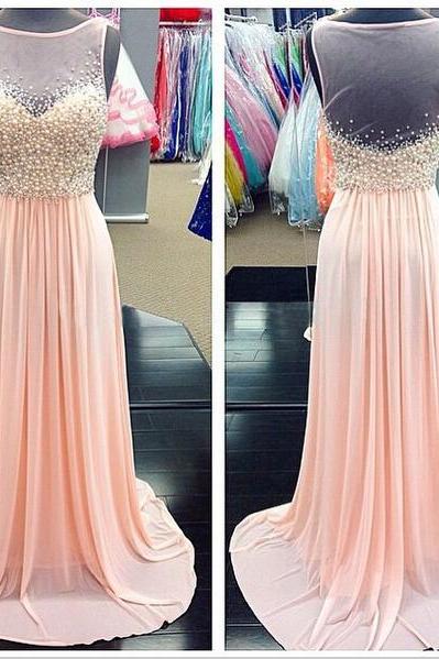 Long Prom Dress, Peach Prom Dress, Available Prom Dress, Elegant Prom Dress, Beading Prom Dress, Prom Gown, Modest Prom Dress, Evening Dress