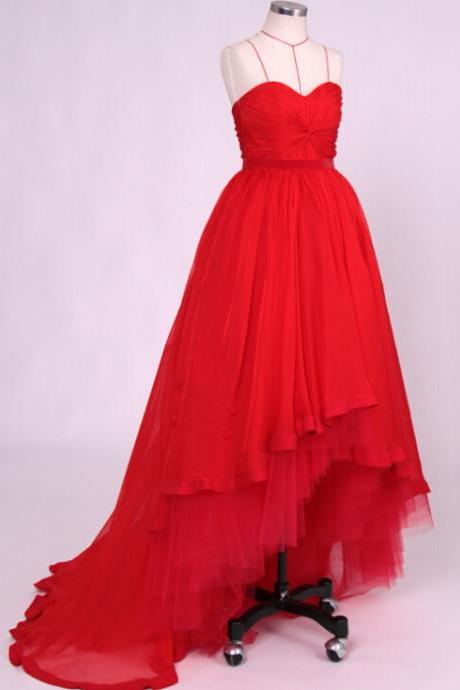 High Low Prom Dresses,chiffon Prom Dress,red Prom Gown,vintage Prom Gowns,elegant Evening Dress, Evening Gowns,simple Party Gowns,modest Prom