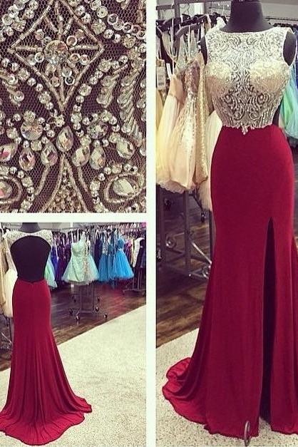 Burgundy Prom Dresses,backless Prom Dress,prom Dress,wine Red Prom Dresses,2017 Formal Gown,open Back Evening Gowns,open Backs Party