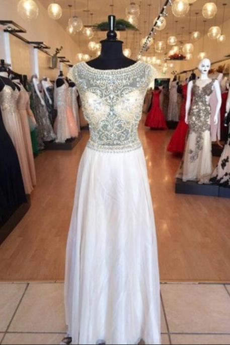 Modest Prom Dresses,white Prom Dress,sexy Formal Gown, Prom Dresses,sexy Evening Gowns,chiffon Formal Gown For Teens