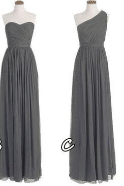 One Shoulder Bridesmaid Gown,pretty Prom Dresses,gray Prom Gown,simple Bridesmaid Dress,grey Bridesmaid Dress, Evening Dresses,fall Wedding Gowns