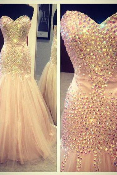 Prom Gown,prom Dresses,sparkle Evening Gowns,mermaid Formal Dresses,pink Prom Dresses 2016,tulle Evening Gowns,prom Gowns
