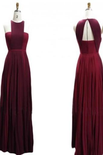 Burgundy Prom Dresses,prom Gown,chiffon Prom Gowns,simple Evening Dress,evening Dress,wine Red Formal Dress,backless Party Gowns