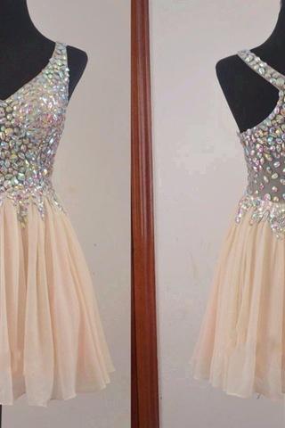 Homecoming Dress,chiffon Homecoming Dresses,short Prom Gown,champagne Homecoming Gowns,2016 Homecoming Dress,ball Gown Homecoming Dresses,2016