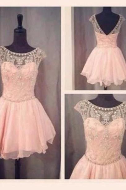 Homecoming Dress,homecoming Dresses,beading Homecoming Gowns,short Prom Gown,blush Pink Sweet 16 Dress,homecoming Dress,cocktail Dress,evening