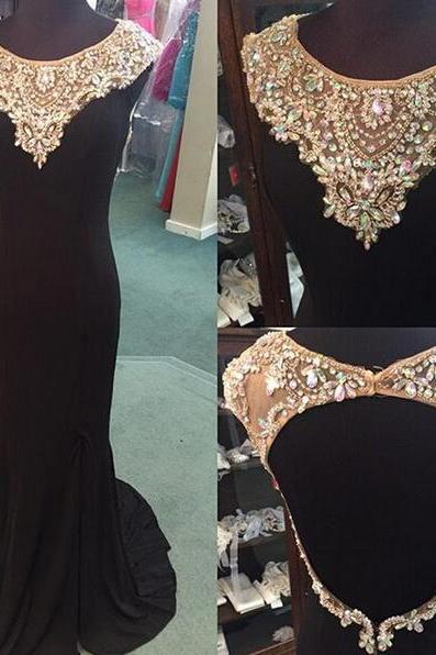 Black Prom Dresses,backless Prom Dress,chiffon Prom Dress,prom Dresses,2016 Formal Gown,open Back Evening Gowns,open Backs Party Dress,prom Gown