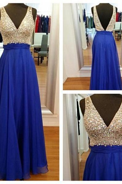 Backless Prom Dresses,open Back Prom Gowns,royal Blue Prom Dresses 2016,2016 Prom Dresses,chiffon Open Backs Prom Gown,fitted Prom Dress