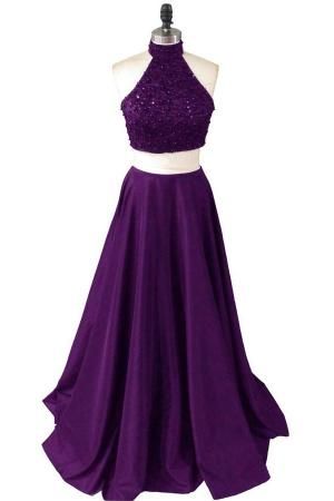 2 Piece Prom Gown,two Piece Prom Dresses,grape Evening Gowns,2 Pieces Party Dresses,evening Gowns,sparkle Formal Dress For Teens