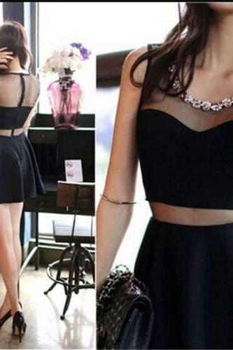 Homecoming Dress,Short Prom Gown,Chiffon Homecoming Gowns,Elegant A Line Party Dress,2 pieces Prom Dresses