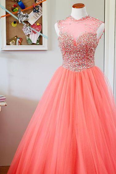 Blush Pink Prom Dress,ball Gown Prom Dress,princess Prom Gown,beaded Prom Dresses,sexy Evening Gowns, Fashion Evening Gown,sexy Graduation Dress
