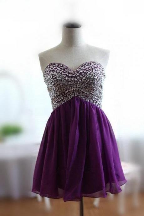 Grape Homecoming Dress,homecoming Dresses,chiffon Homecoming Dress,party Dress,short Prom Gown,sweet 16 Dress,homecoming Gowns