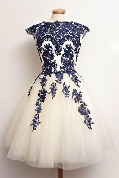 Lace Homecoming Dress,tulle Homecoming Dress,navy Blue Homecoming Dress,lace Homecoming Dress,short Prom Dress,country Homecoming Gowns,sweet 16