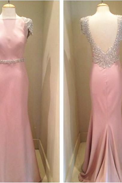  Pink Backless Prom Dresses,Open Back Prom Gowns, Pink Prom Dresses 2016, Party Dresses 2016,Long Prom Gown,Open Backs Prom Dress,Sparkle Evening Gown,Sparkly Party Gowbs
