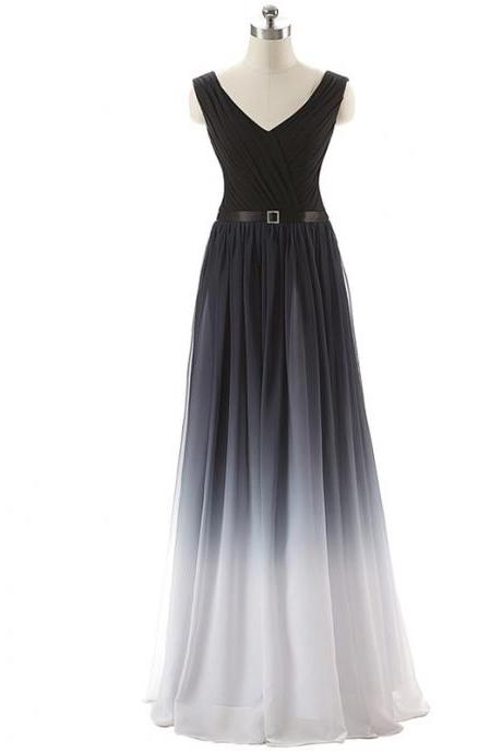 Gradient Prom Dress,ombre Evening Dress,prom Dresses,black Prom Gowns,chiffon Formal Gowns,teens Bridesmaid Gown For Teens