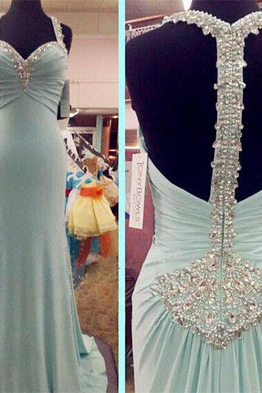 Backless Prom Dresses,prom Dress,backless Prom Gown,open Back Prom Dresses,open Backs Evening Gowns,2016 Evening Gown,chiffon Beaded Bodice