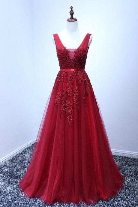 Wine Red Prom Dresses,prom Dress,prom Gown,tulle Prom Gowns,elegant Evening Dress,modest Evening Gowns,simple Party Gowns,2017 Prom Dress