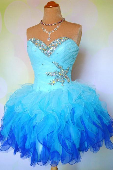 Blue Homecoming Dress,lace Homecoming Gown,tulle Homecoming Gowns,ball Gown Party Dress,short Prom Dresses,lace Formal Dress For Teens