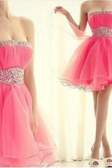 Homecoming Dress,pink Homecoming Dress,cute Homecoming Dress,fashion Homecoming Dress,short Prom Dress,pink Homecoming Gowns,beaded Sweet 16