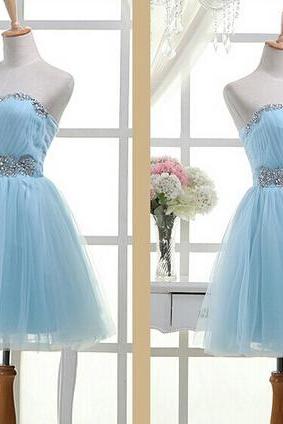 Light Sky Blue Homecoming Dress,short Prom Dresses,homecoming Gowns,fitted Party Dress,silver Beading Prom Dresses,sparkly Cocktail