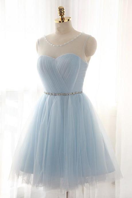 Light Sky Blue Homecoming Dress,Short Prom Dresses,Homecoming Gowns,Fitted Party Dress,Silver Beading Prom Dresses,Sparkly Cocktail Dress,backless Homecoming Gown,2016 Style Glitter Evening Gowns