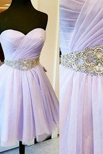 Lilac Homecoming Dress, Homecoming Gown,tulle Homecoming Gowns,party Dress,strapless Prom Dresses,ruffled Cocktail Dress,formal Gown