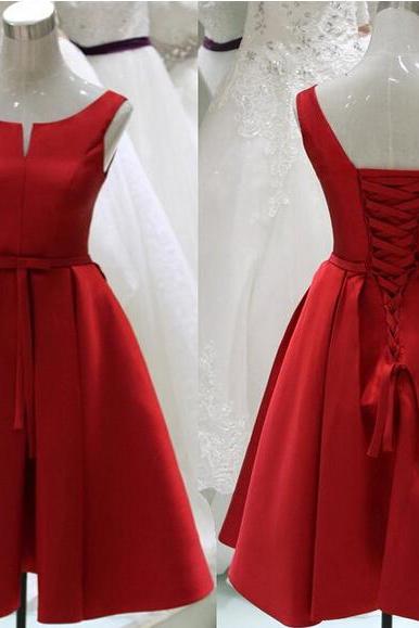  Red Homecoming Dress,Red Homecoming Dresses,Satin Homecoming Dress,Party Dress,Prom Gown, Sweet 16 Dress,Cocktail Gowns,Short Evening Gowns