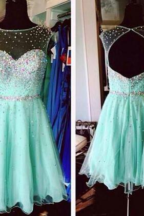 Mint Green Homecoming Dress,Backless Homecoming Dresses,Chiffon Homecoming Dress,Backless Party Dress,Open Back Prom Gown,Open Backs Sweet 16 Dress,Cocktail Gowns,Short Evening Gowns