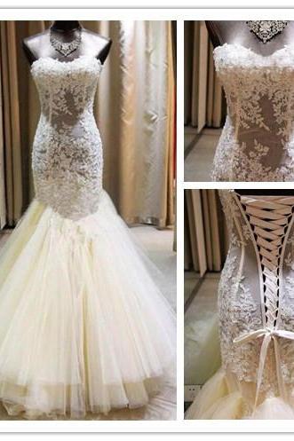 Wedding Dresses,2016 Wedding Gown,lace Wedding Gowns,ball Gown Bridal Dress,fitted Wedding Dress,corset Brides Dress,vintage Wedding