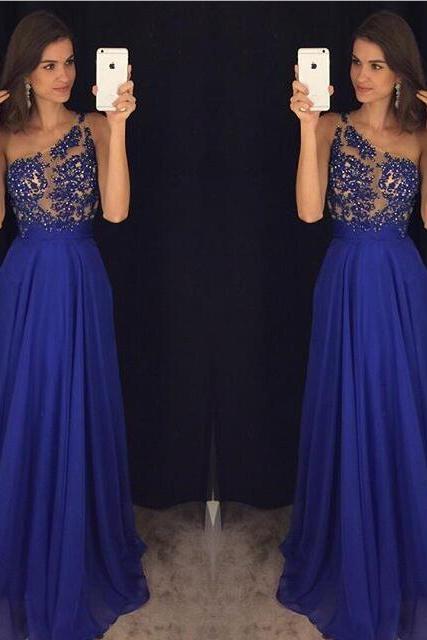 Prom Gown,royal Blue Prom Dresses,one Shoulder Evening Gowns,simple Formal Dresses,one Shoulder Prom Dresses