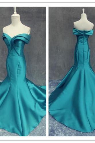 Prom Gown,pretty Off Shoulder Burgundy Prom Dresses With Satin, Evening Gowns,blue Formal Dresses,,blue Prom Dresses