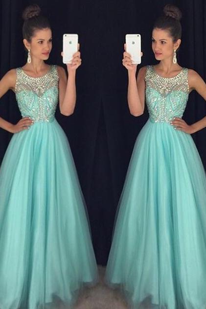 Mint Green Prom Dresses,backless Evening Gowns,sexy Formal Dresses,beaded Prom Dresses,2016 Fashion Evening Gown,open Backs Evening Dress