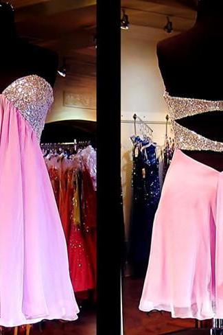 Pink Homecoming Dress,chiffon Homecoming Dress,cute Homecoming Dress, Fashion Homecoming Dress,short Prom Dress,charming Homecoming Gowns, Style
