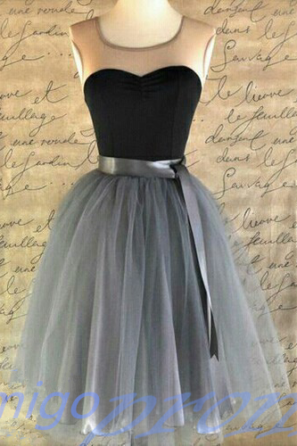 Gray Homecoming Dress,short Prom Dresses,tulle Homecoming Gowns,grey Prom Gown,cute Cocktail Dress,black Homecoming Dresses