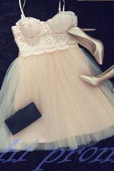 Lace Homecoming Dress,champagne Prom Dress, Homecoming Dress,straps Homecoming Dresses,short Prom Dress,simple Homecoming Gowns,tulle Sweet 16