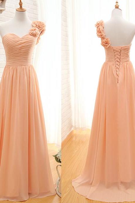  One Shoulder Bridesmaid Gown,Pretty Prom Dresses,Chiffon Prom Gown,Simple Bridesmaid Dress,Cheap Evening Dresses,Fall Wedding Gowns,2016 Beautiful Bridesmaid Gowns