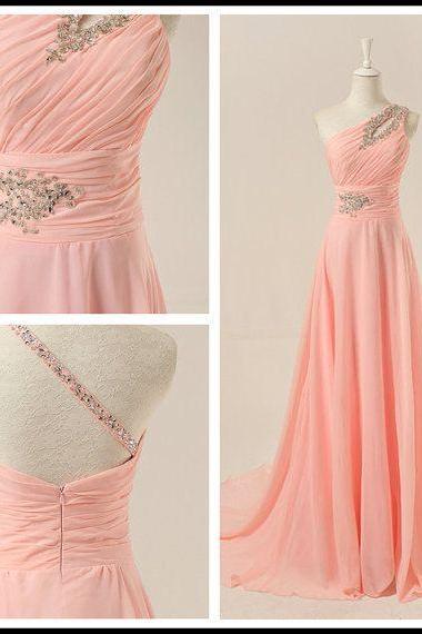 Prom Dress,chiffon Prom Dress,a-line Prom Dress,one-shoulder Prom Dress,long Prom Dress