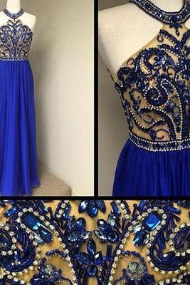 Charming Prom Dress,royal Blue Chiffon Prom Dress,long Prom Dresses,evening Gown,formal Dress