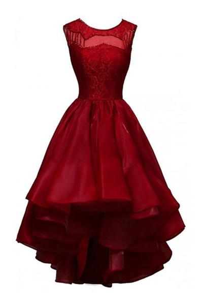 Glamorous High-low Organza Beading Prom Dresses Evening Gowns Party Dresses