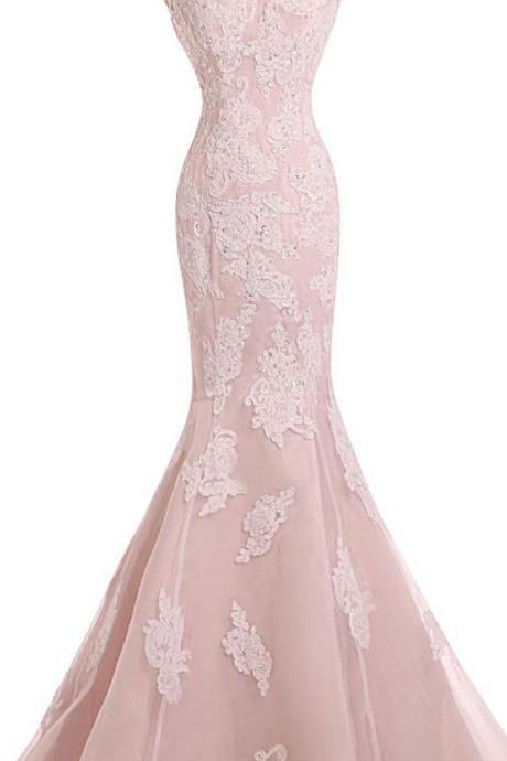 Sexy Evening Gowns Mermaid Pink Prom Dress, Pageant Prom Gown, Evening Gowns