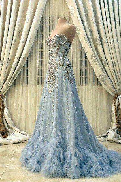 New Arrival Prom Dress,Modest Prom Dress,Flower wedding dress,blue wedding dress,blue wedding dress,wedding dress