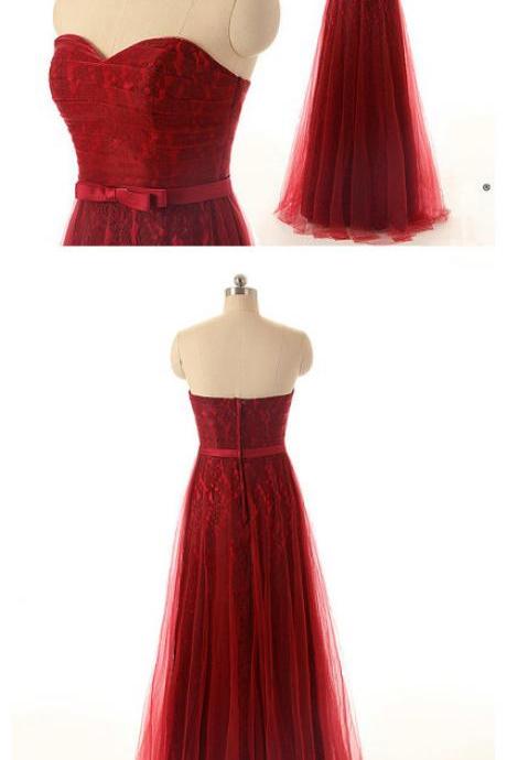 Red Prom Dress, Lace Prom Dress, Long Prom Dress, Prom Dress, Party Prom Dress