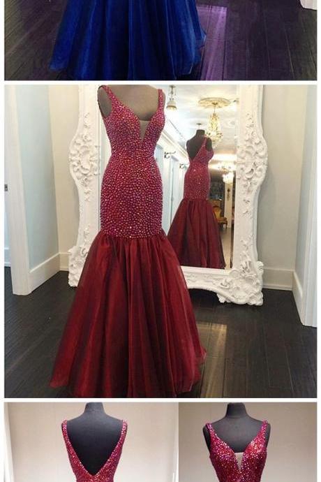 Prom Dress,modest Prom Dress,wine Red Prom Dress,royal Blue Prom Dress,mermaid Burgundy Prom Dress