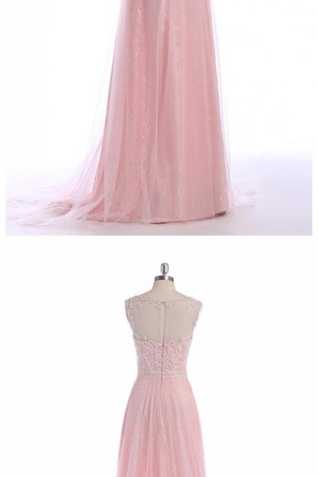 A-line Prom Dress,pink Prom Dresses,long Evening Dress