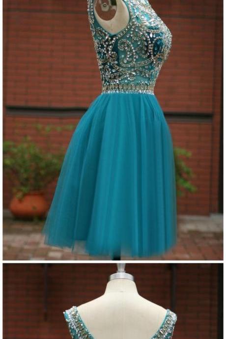 Elegant Sleeveless Tulle Short Prom Dress 2017, Party Dress,evening Dress 2017cocktail Dress Homecoming Dress